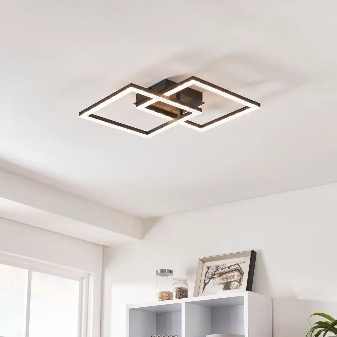 Lucia Flush Ceiling Light with Interlocking LED Profiles - Black product