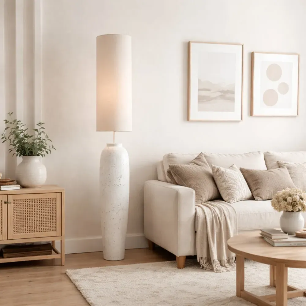 Lucinda Floor Lamp - White, Concrete product