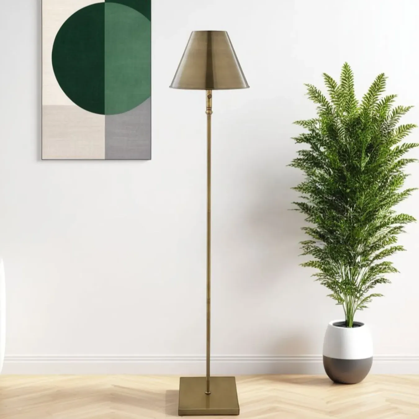 Lustre LED Rechargeable Floor Lamp - Antique Brass product