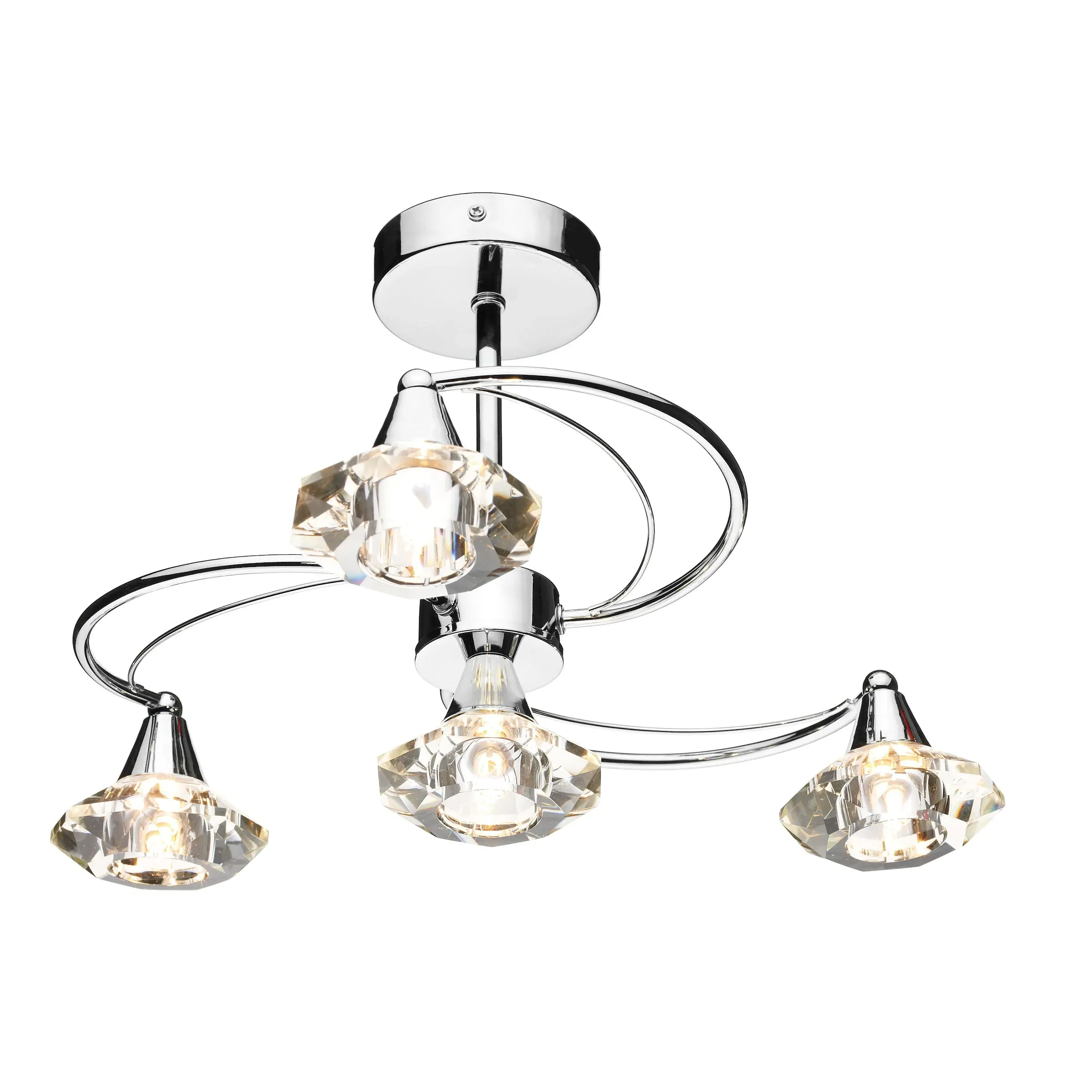 Luther 4-Light Semi-Flush Ceiling Light - Chrome, Crystal product
