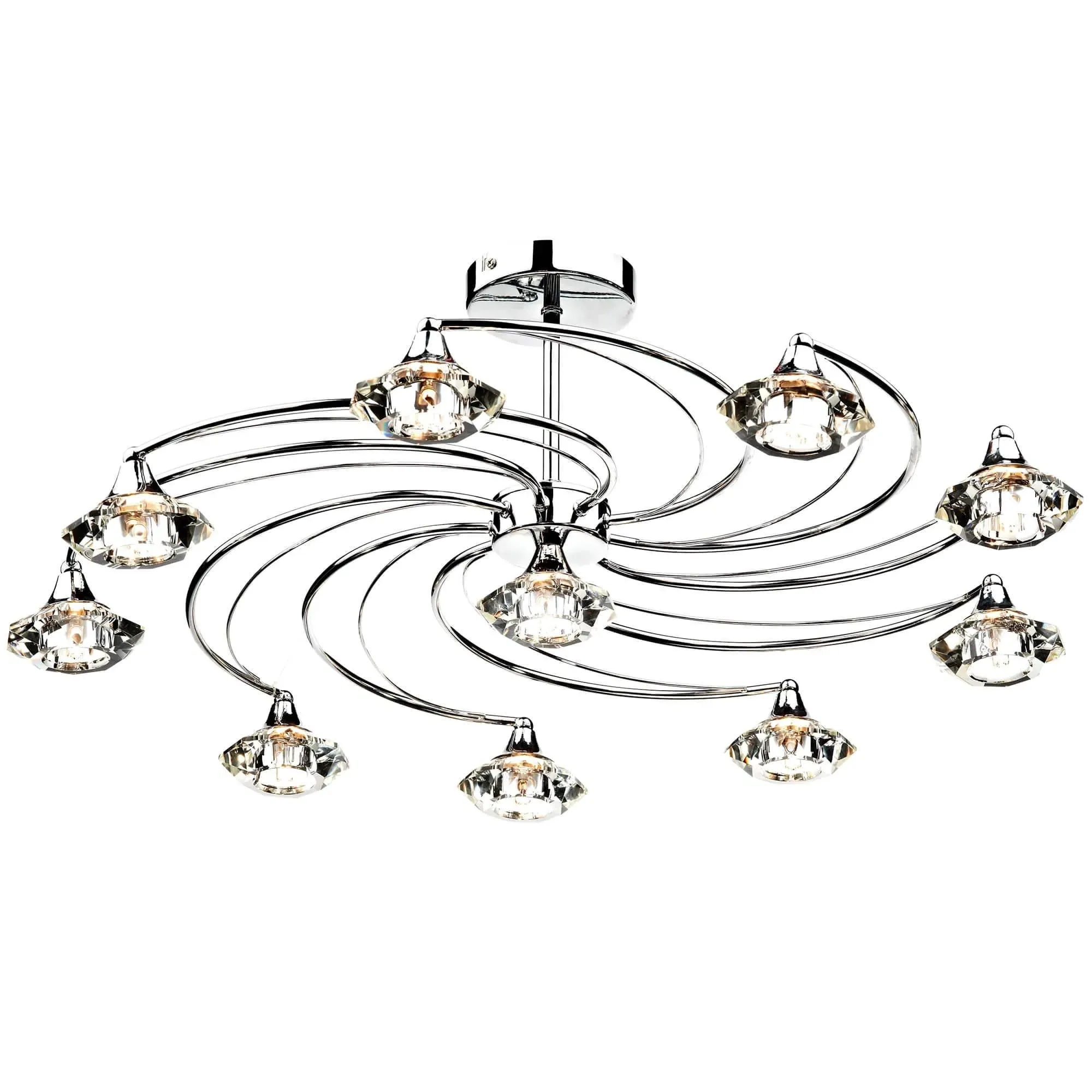 Luther Semi Flush Ceiling Light - Polished Chrome, Crystal Glass product