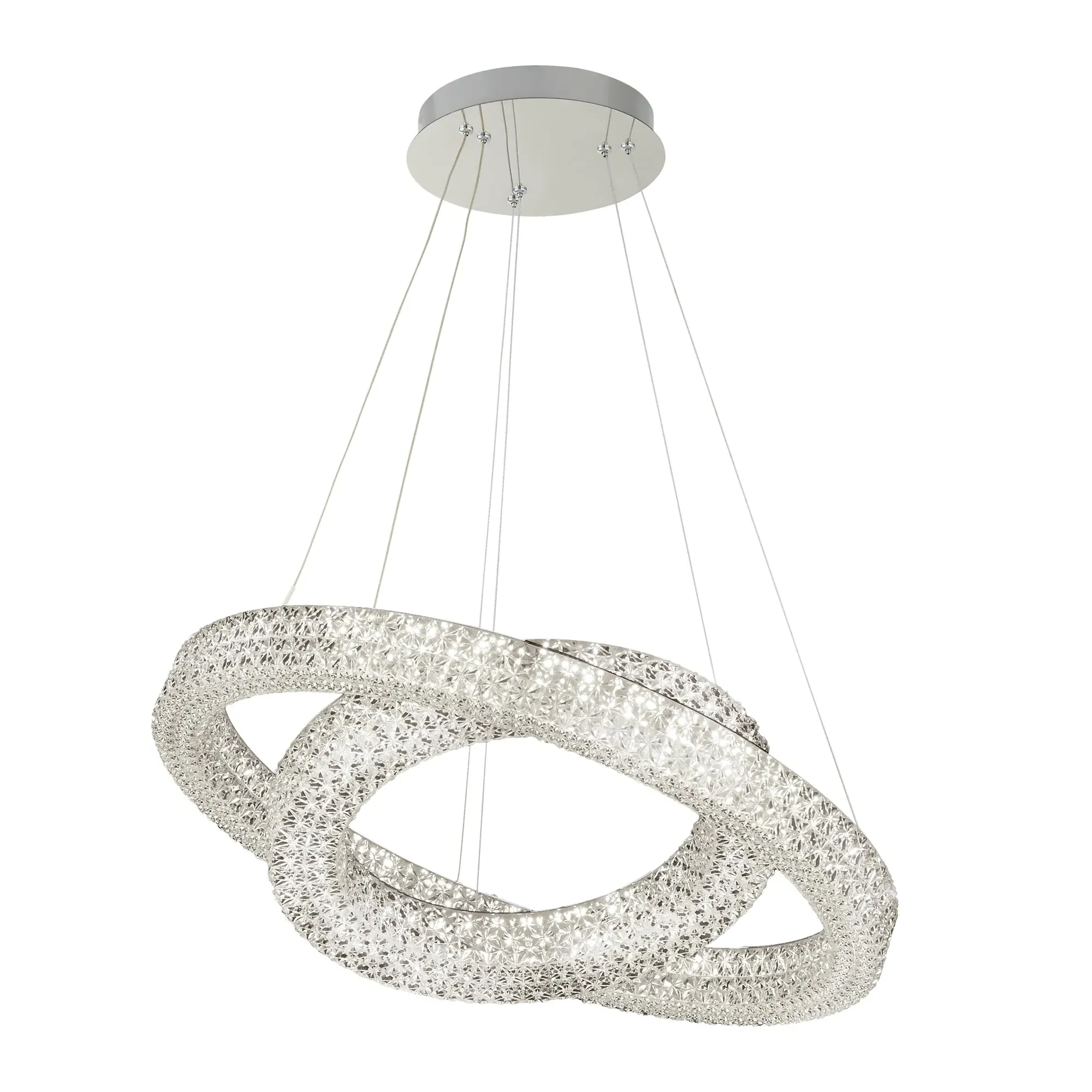 Lux & Belle Double Hoop Acrylic LED Pendant - Chrome product