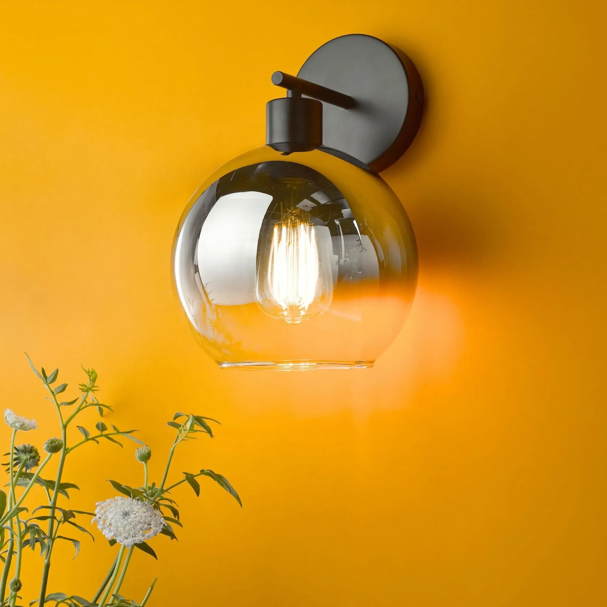 Lycia 1-Light Wall Light - Black, Smoked Glass product