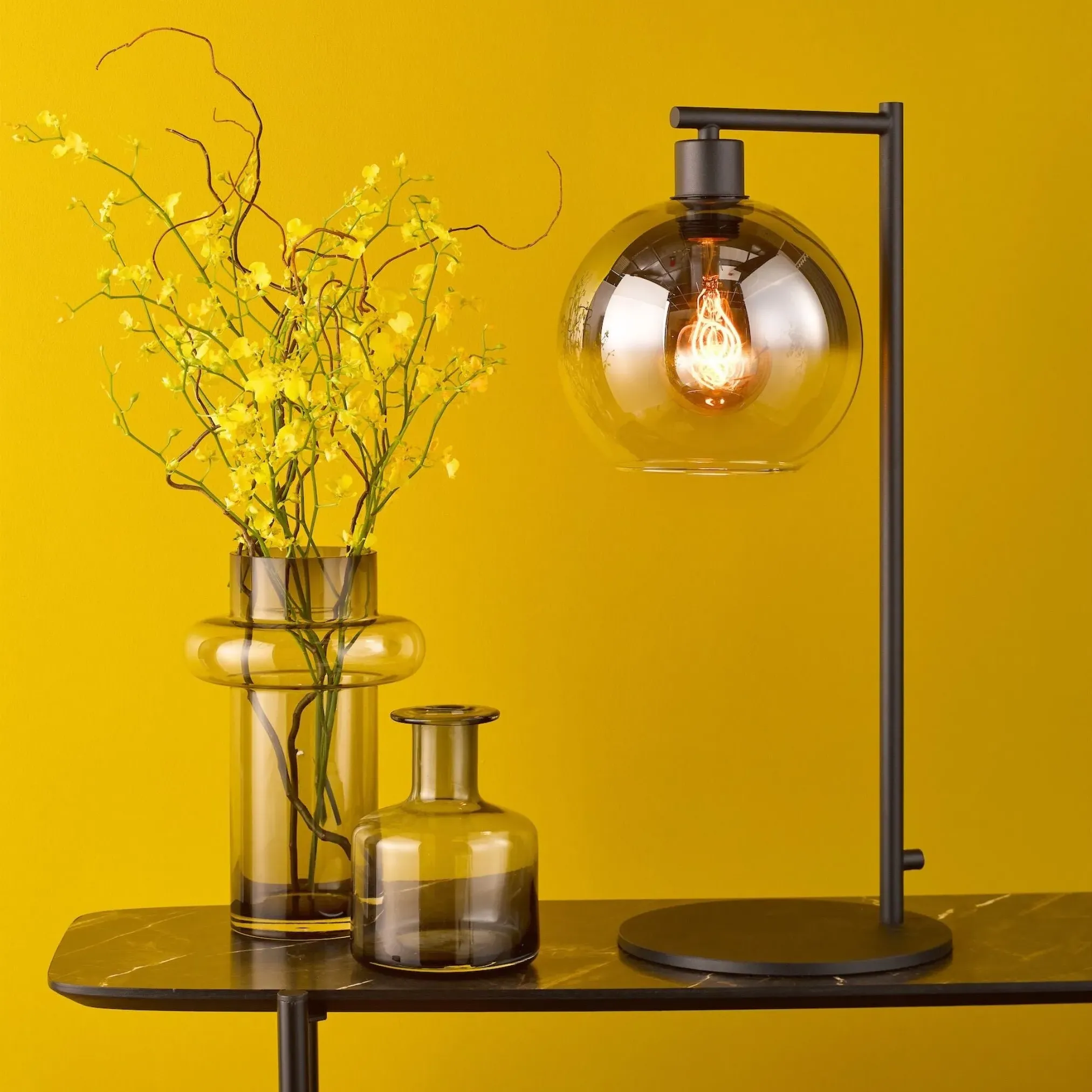 Lycia Ombre Glass Table Lamp - Black, Smoked Glass product