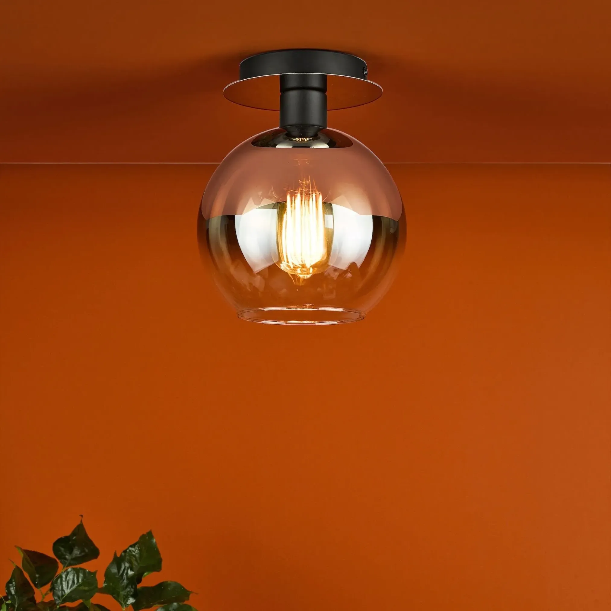 Lycia Semi-Flush Ceiling Light - Black, Ombre Smoked Glass product