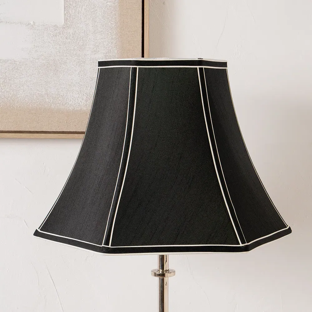 Lyla 30cm Bowed Hexagon Lamp Shade - Black, Faux Silk product