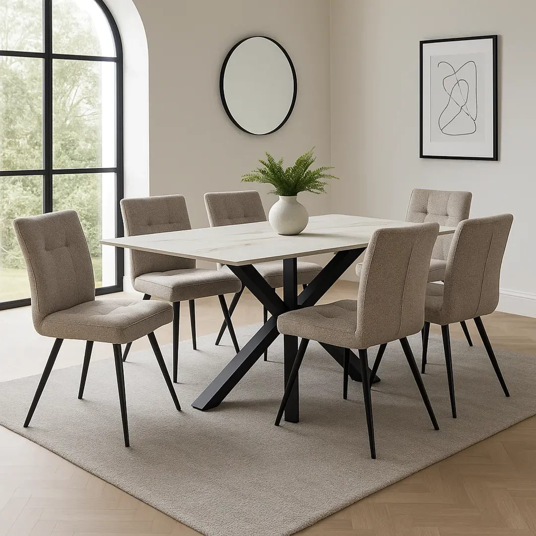 Lyon Kass Gold 1.8M Dining Set with 6 Daisy Chairs product
