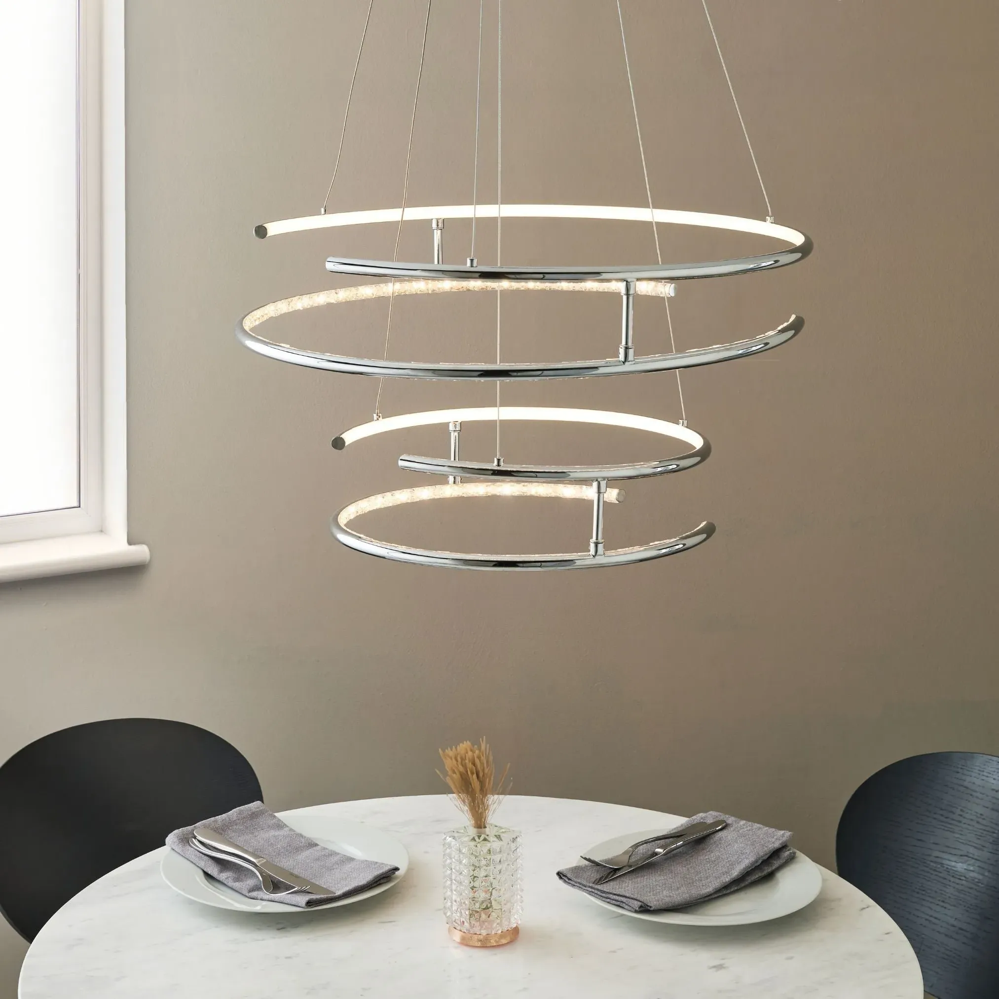 Mabel Tiered LED Pendant Ceiling Light - Chrome, Crystal product