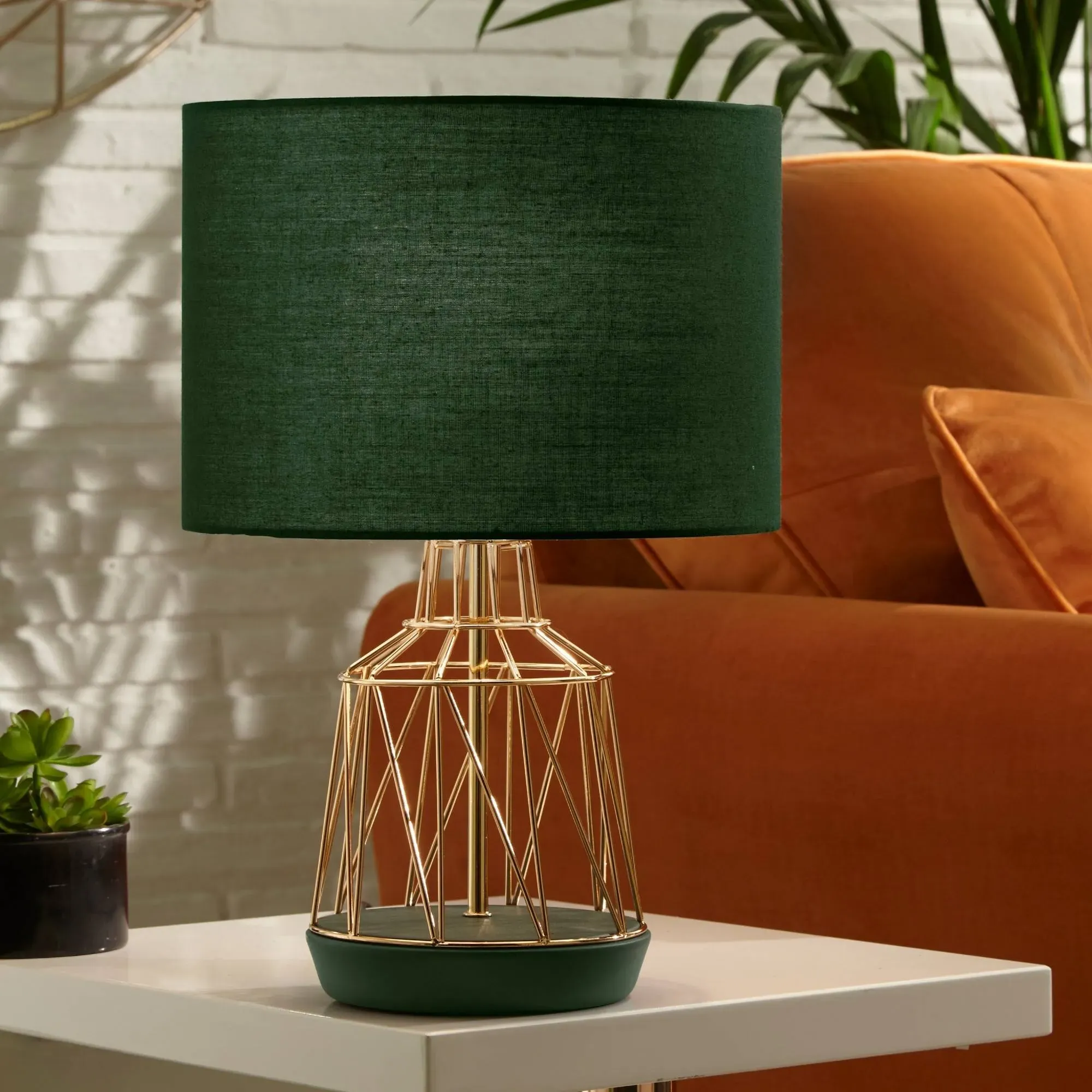 Macaroon 44cm Table Lamp - Emerald Green, Gold Wire product