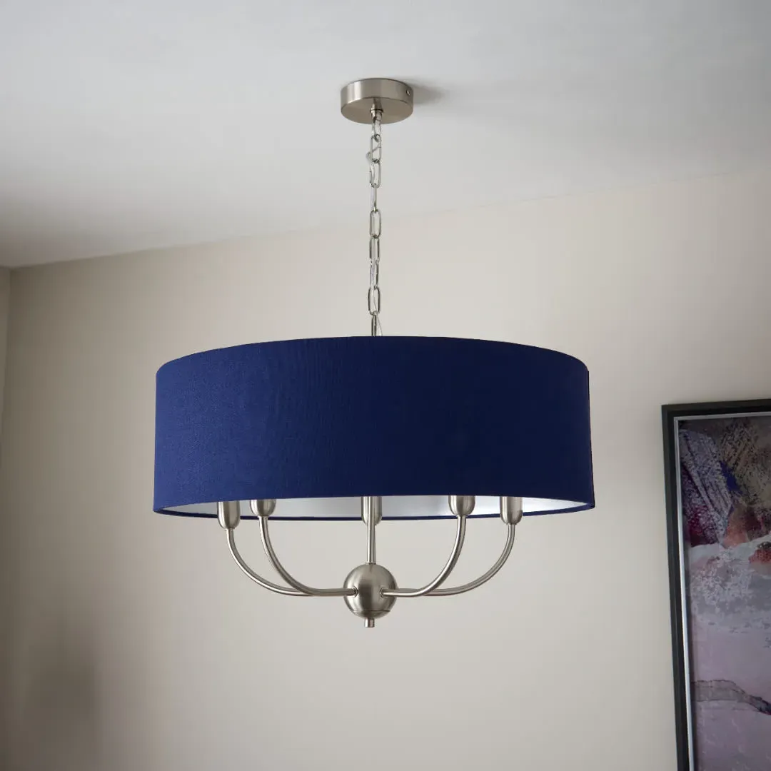Maddie 5 Light Ceiling Pendant - Satin Nickel, Navy product