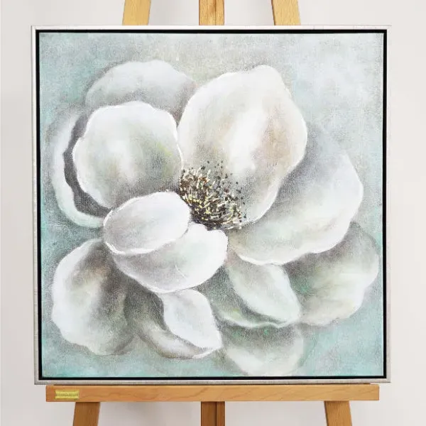 Magnolia Floral Canvas with Silver Frame - 60x60cm product