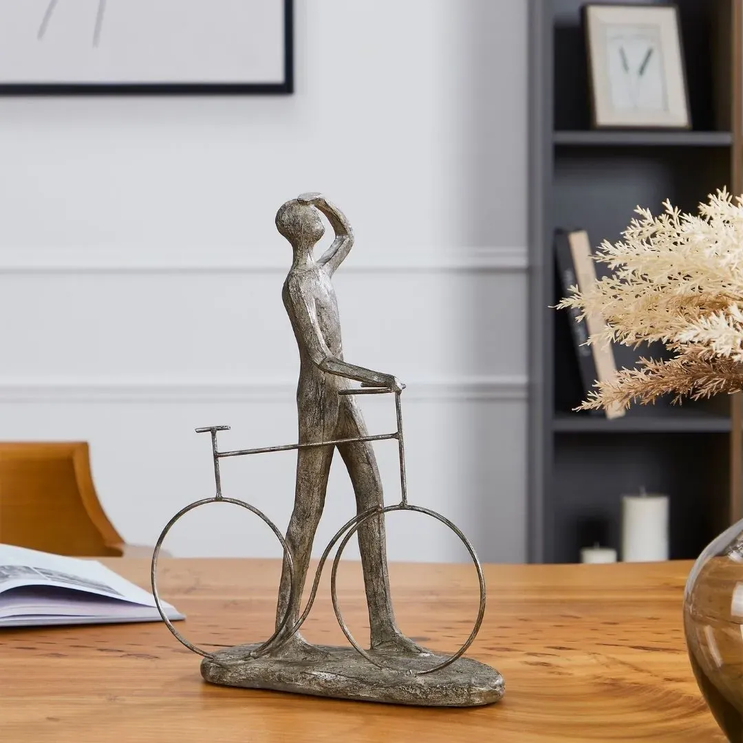 Man on Bicycle Metal Ornament product
