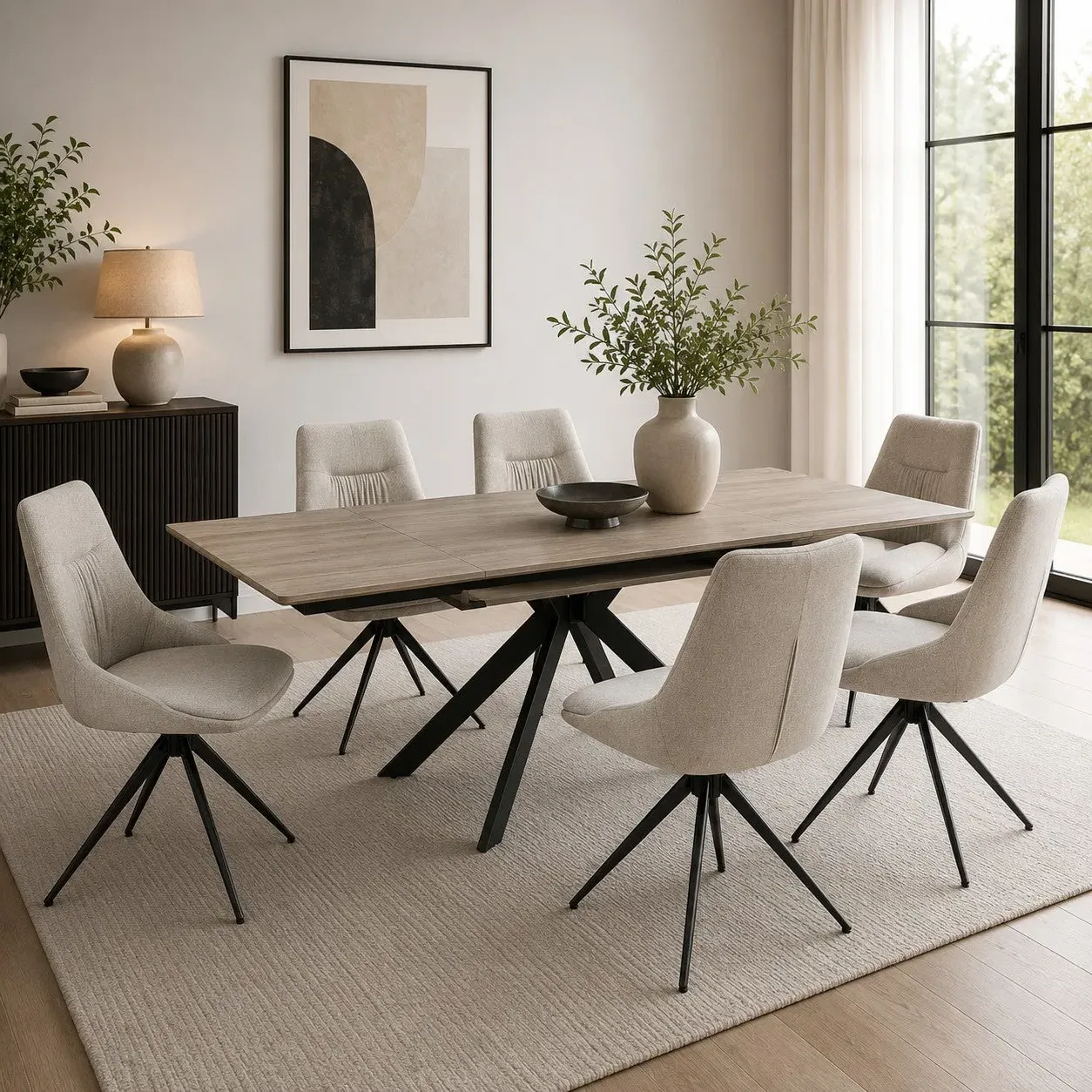 Manhattan Extendable Dining Table & 6 Chairs - Grey product