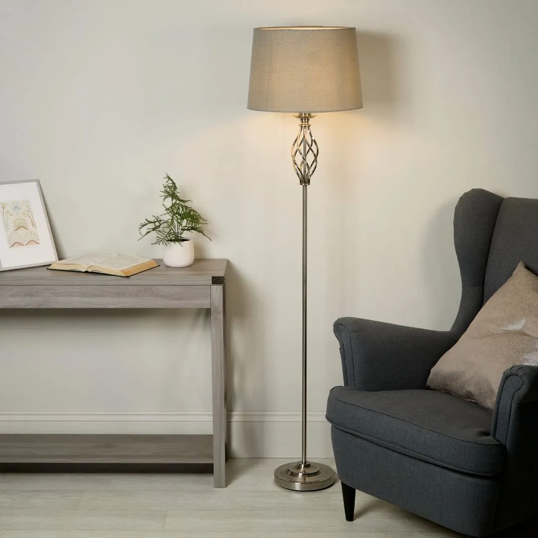 Manor Twisted Stem Floor Lamp - Chrome, Grey product