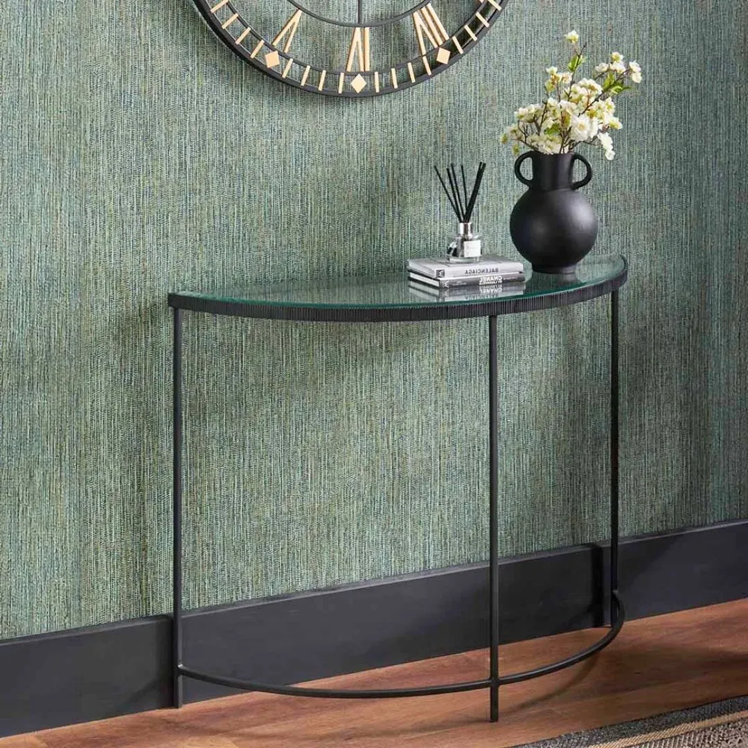 Marazzi Half Moon Console Table - Black, Glass product