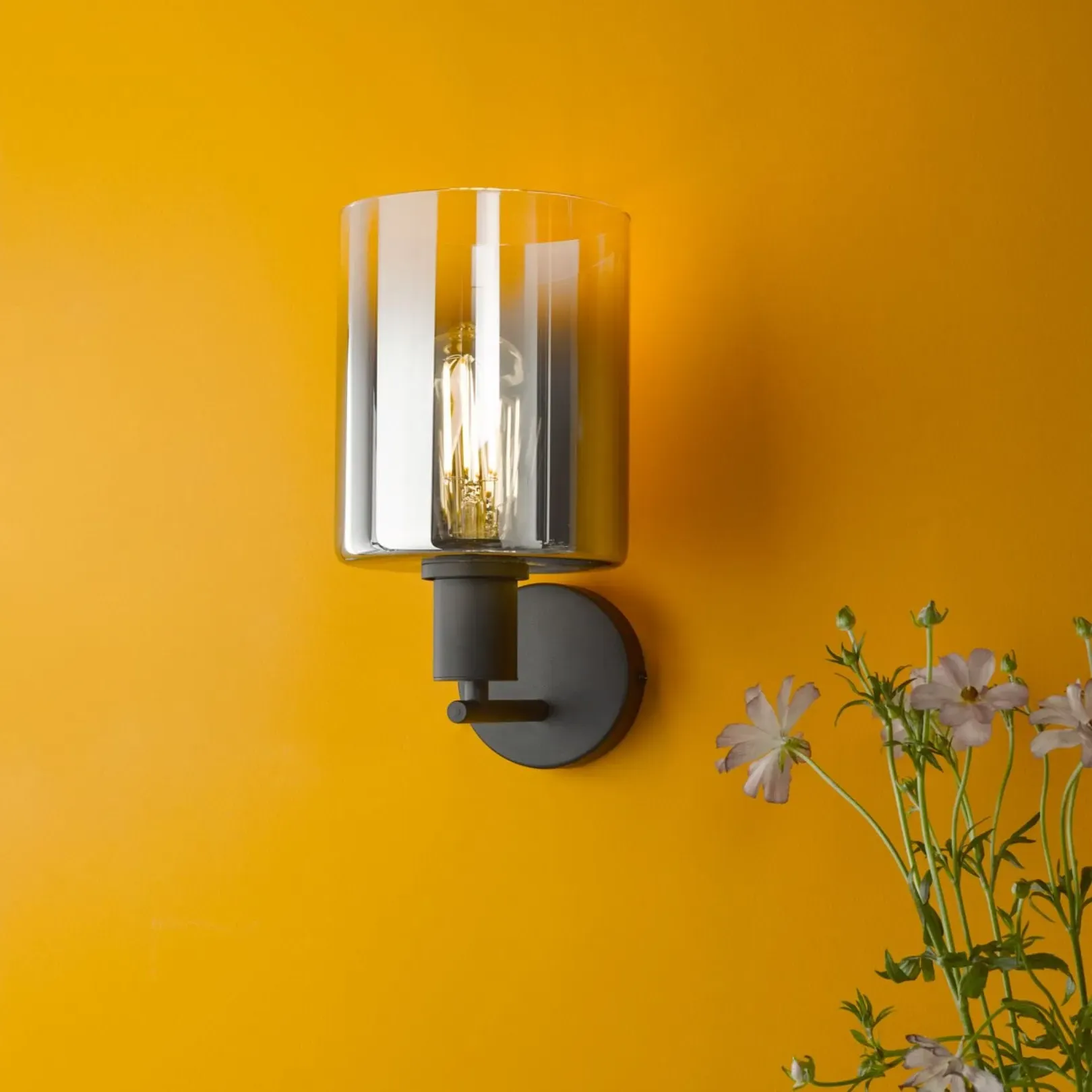 Marcel Wall Light - Matte Black, Smoked Glass product