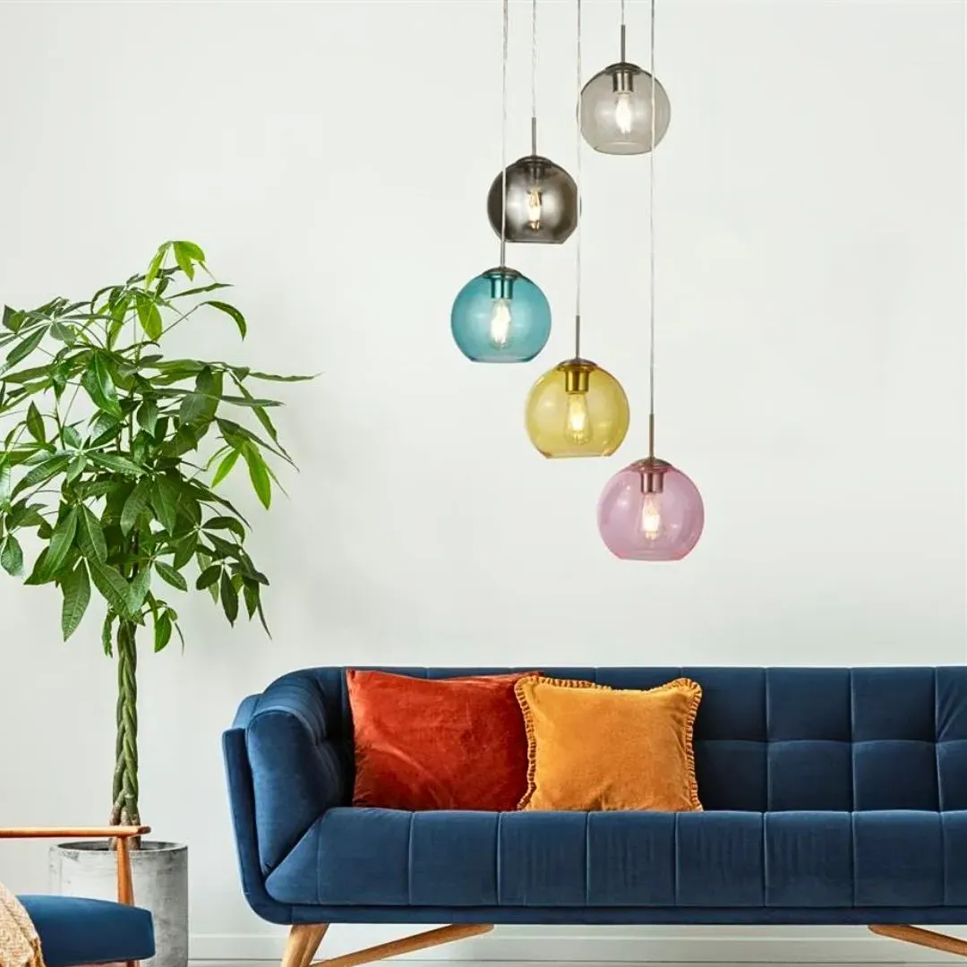 Mardi Gras 5-Light Cluster Pendant Ceiling Light - Chrome, Glass product