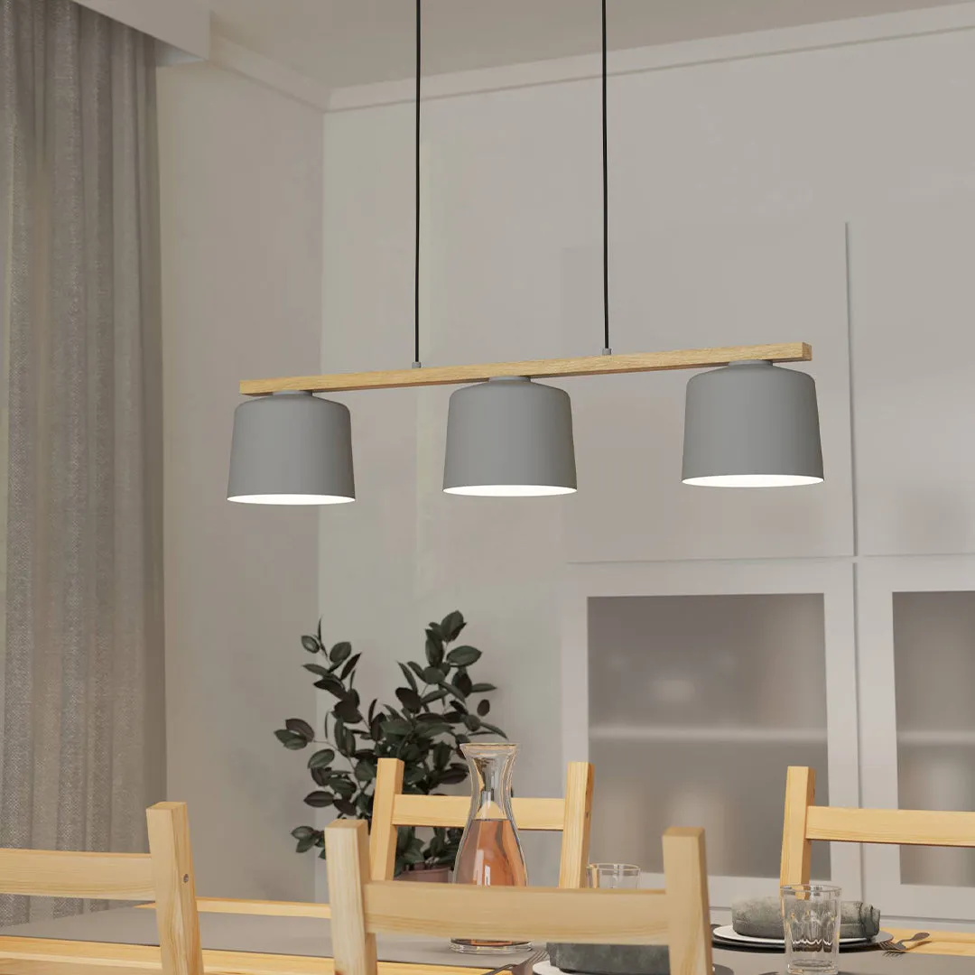 Mariel 3-Light Ceiling Pendant Bar - Grey, Wood product