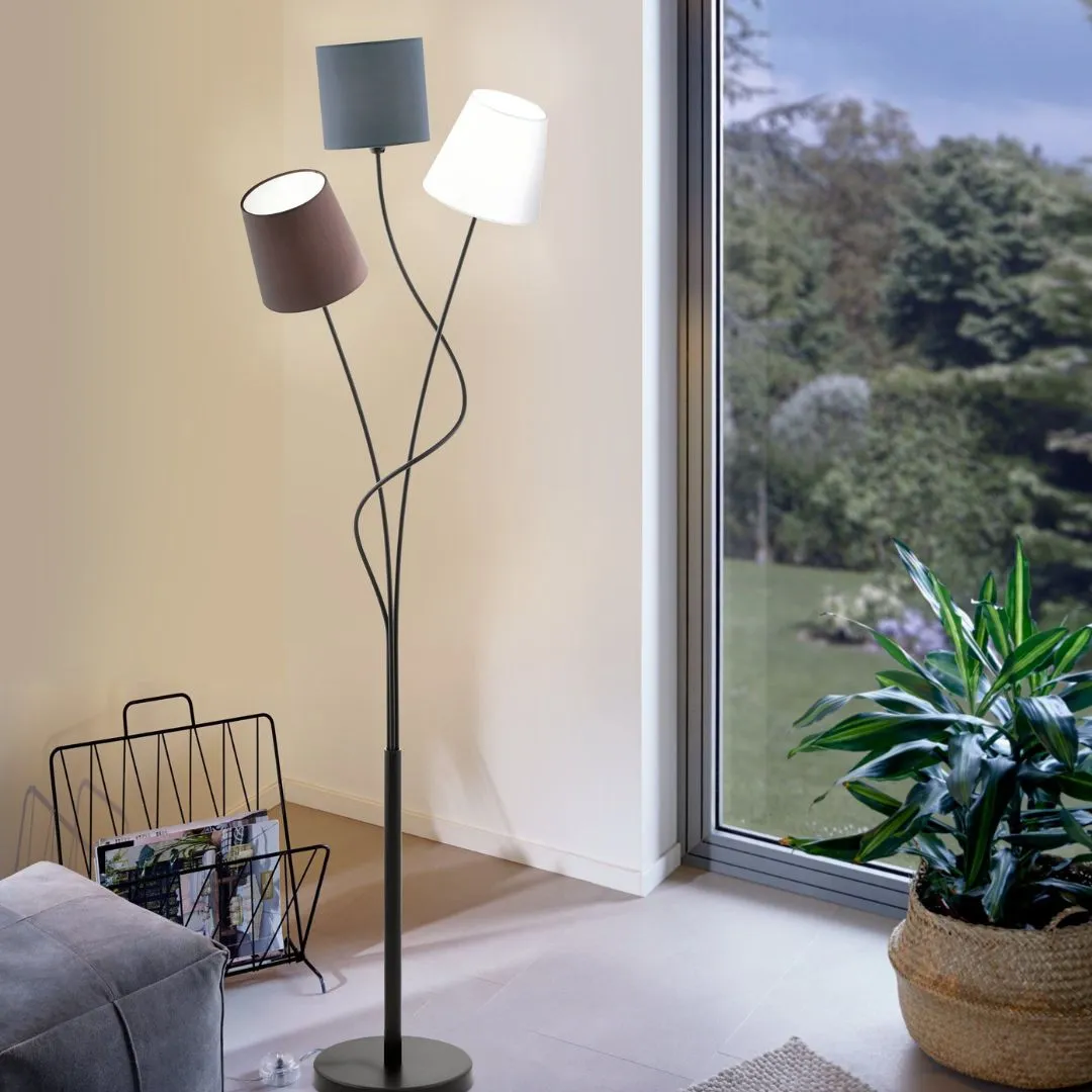 Maronda 3-Light Floor Lamp - Anthracite, White, Brown product