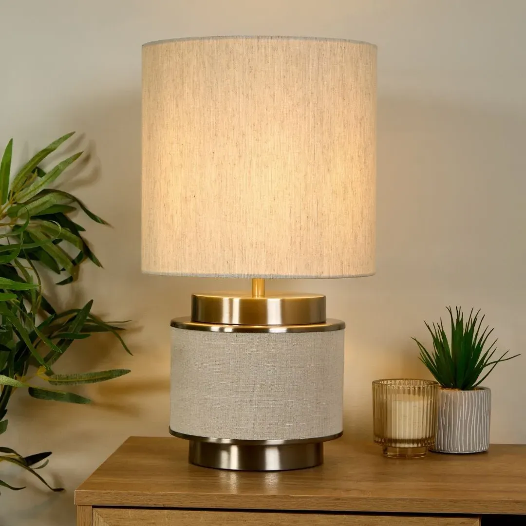 Marriot Table Lamp - Natural Hessian, Satin Nickel product