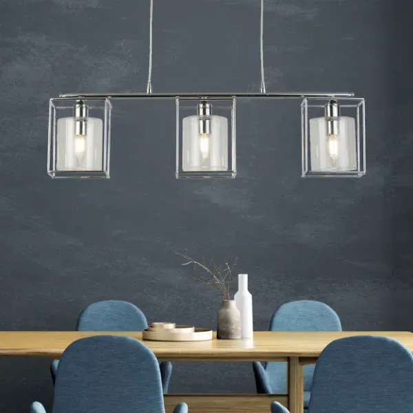 Mascardi 3-Light Ceiling Pendant Bar - Chrome, Glass product