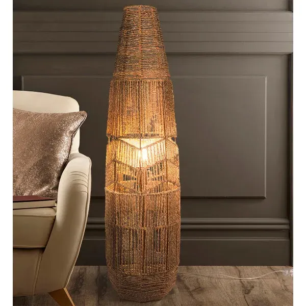 Maui Rattan Floor Lamp - Oatmeal, Cotton product
