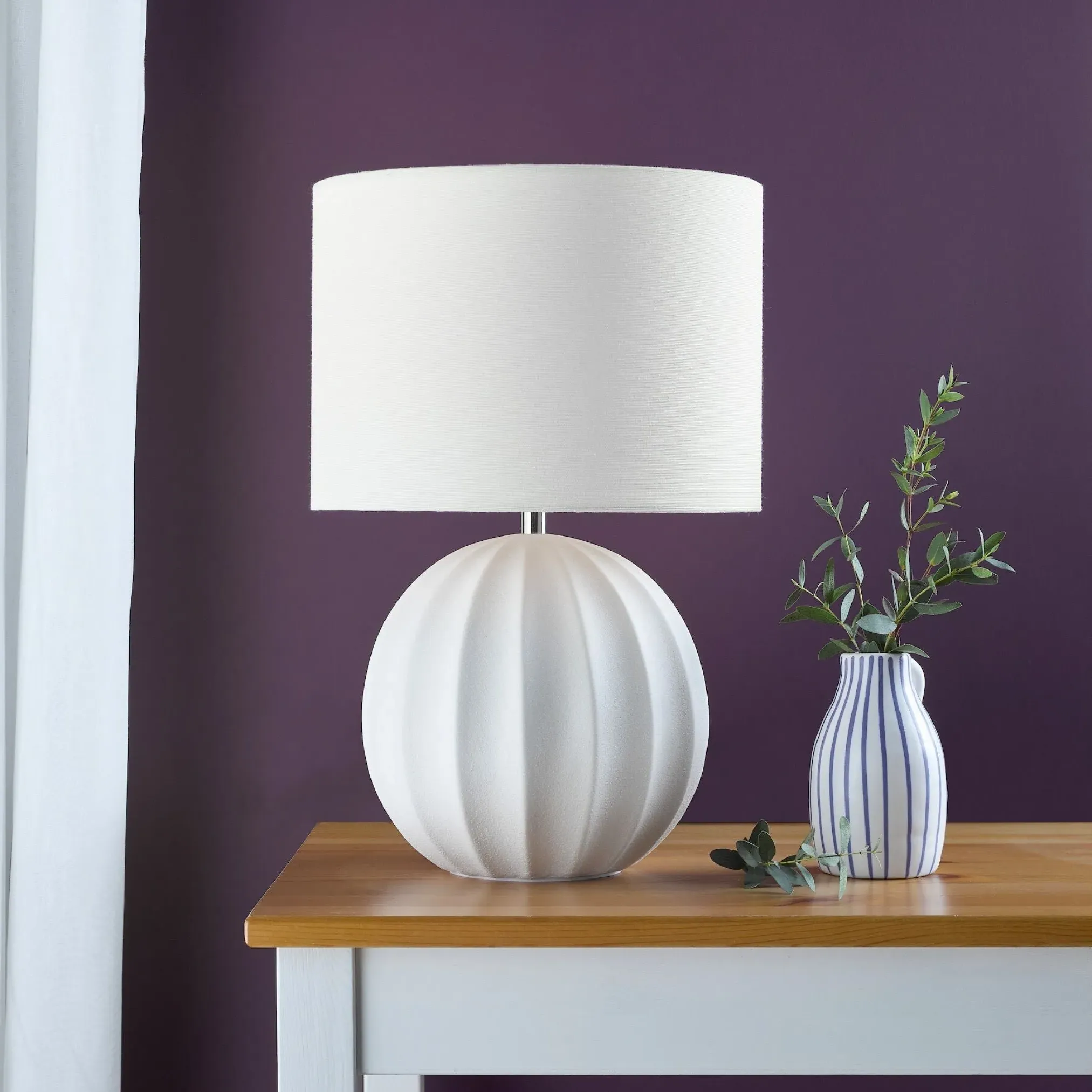 Mavis Ceramic Table Lamp - Cream, Linen product