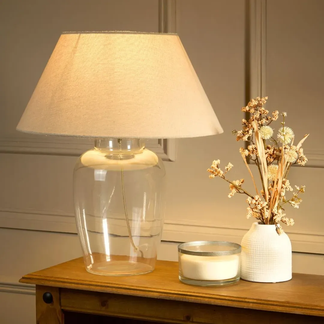 Maxwell Glass Table Lamp - Clear, Linen product