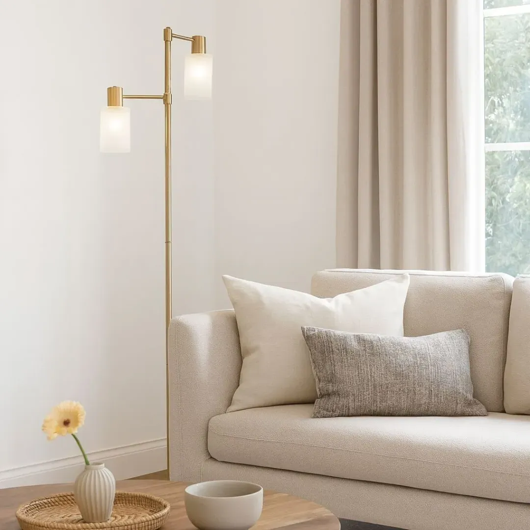 Maya 2-Light Floor Lamp - Antique Brass, Glass product