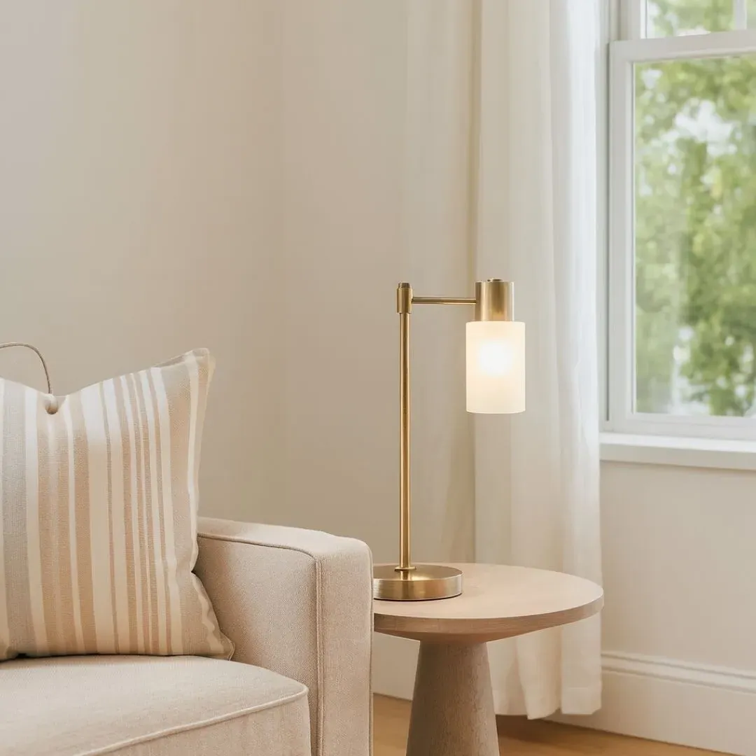 Maya Table Lamp - Antique Brass, Opal Frosted Glass product