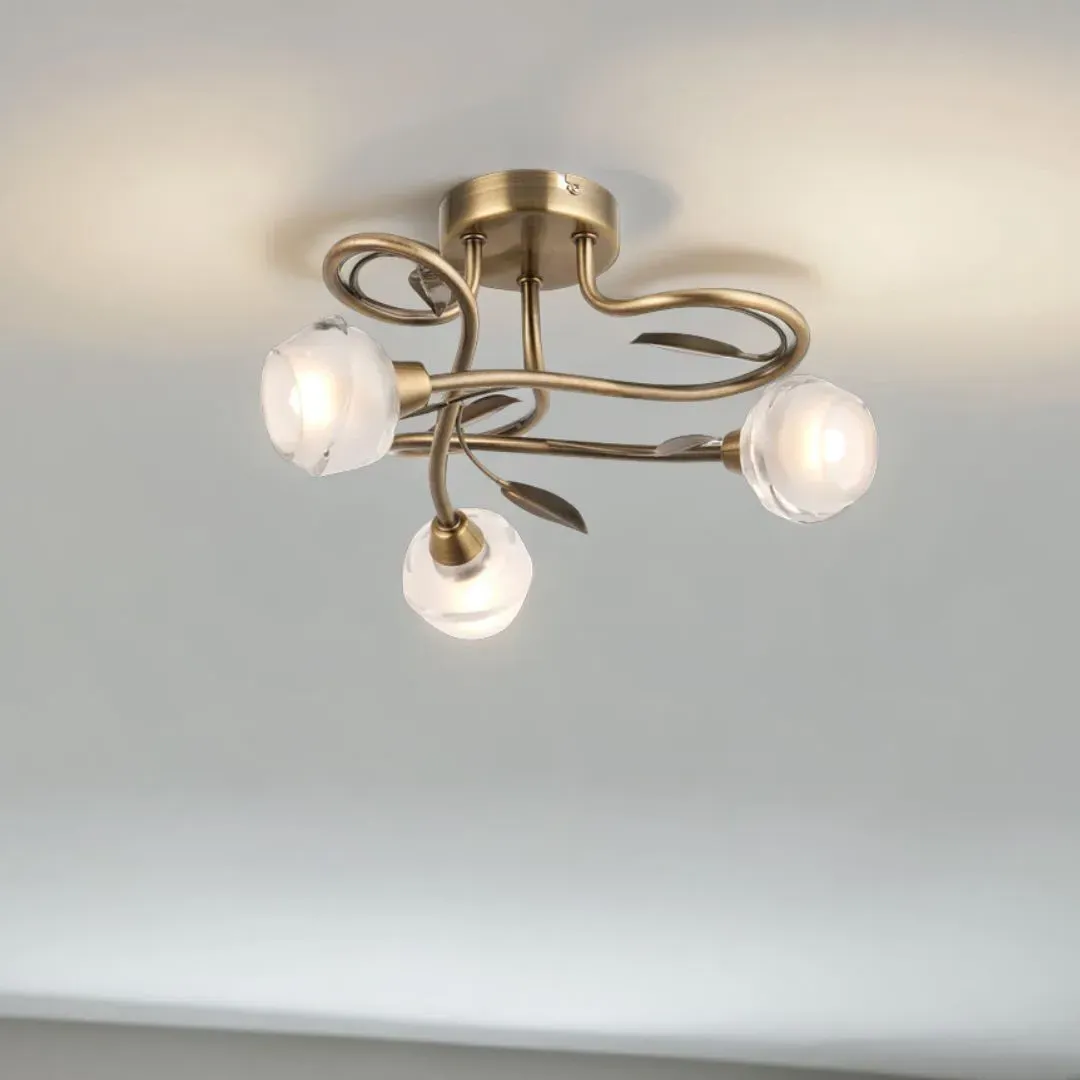 Maywood 3-Light Semi Flush Ceiling Light - Antique Brass product