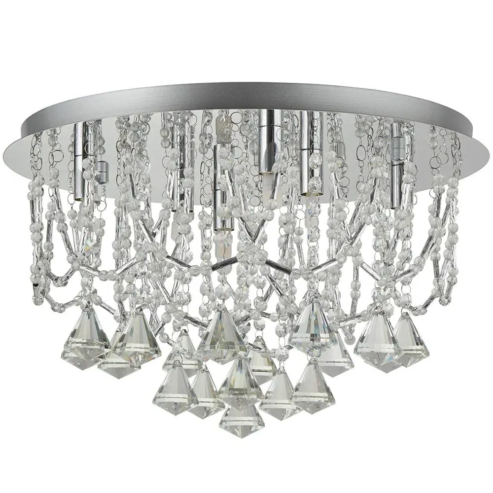 Mela 6-Light Flush Ceiling Light - Polished Chrome, Crystal product