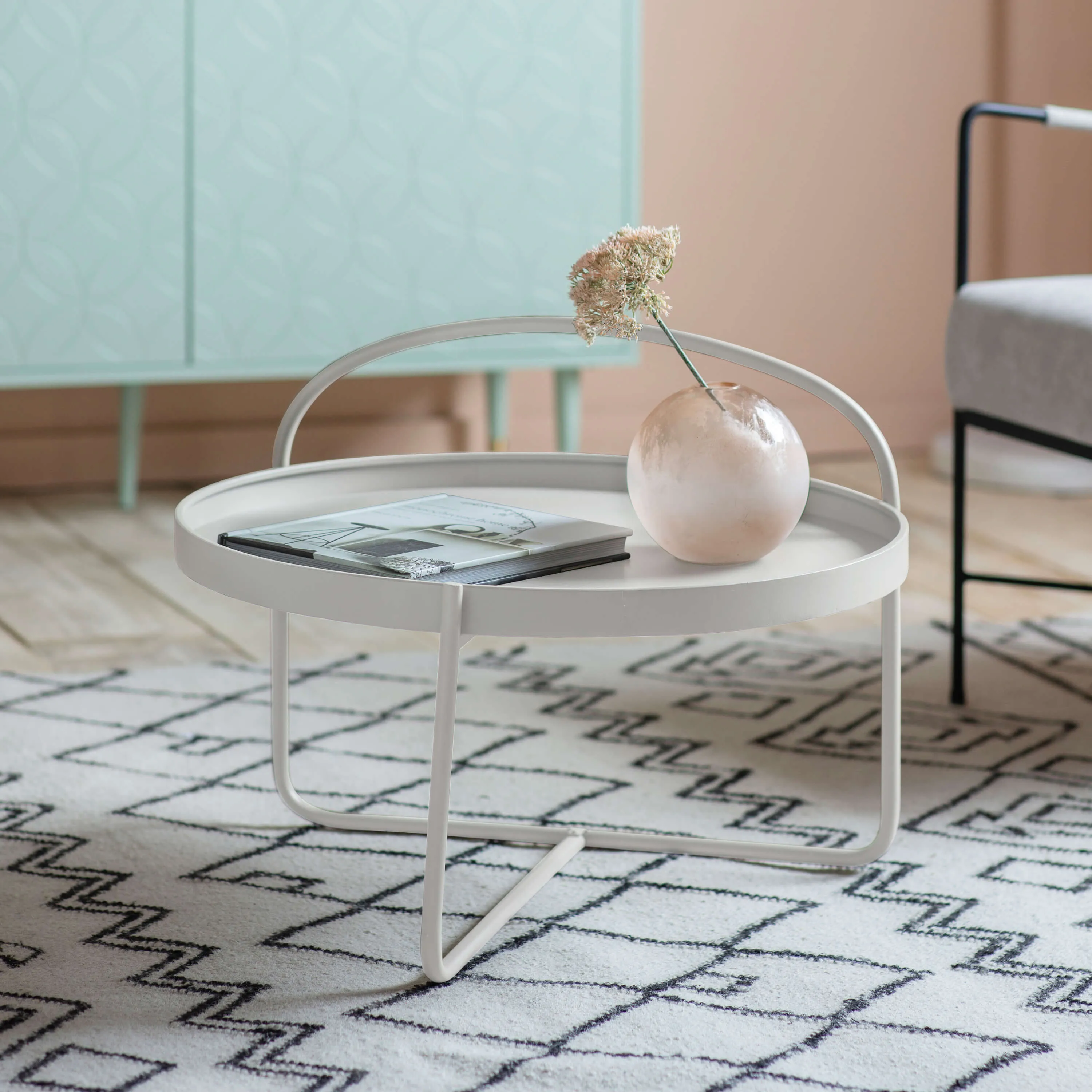 Melbury Coffee Table with Lift-Off Tray Top - White, Metal product