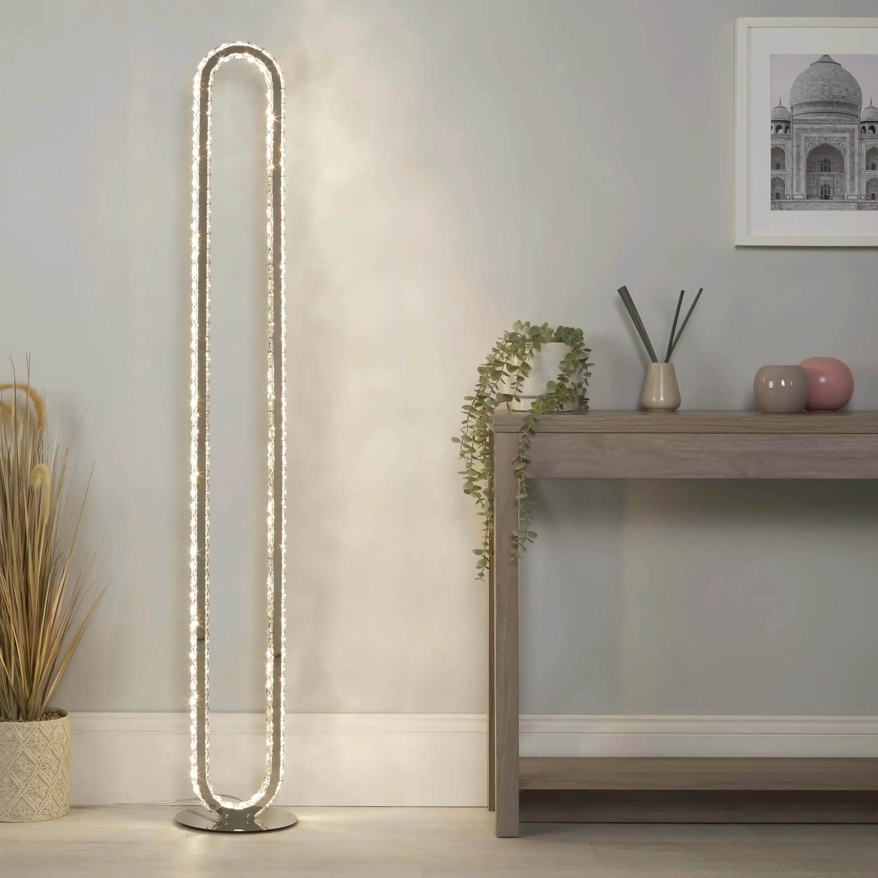 Mendoza LED Floor Lamp - Clear Glass, Polished Chrome product