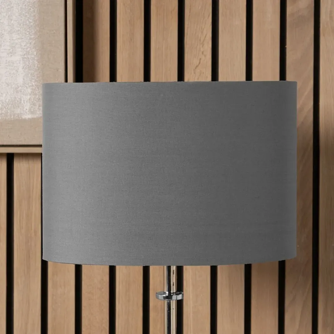 Mia 30cm Oval Lamp Shade - Grey, Polycotton product
