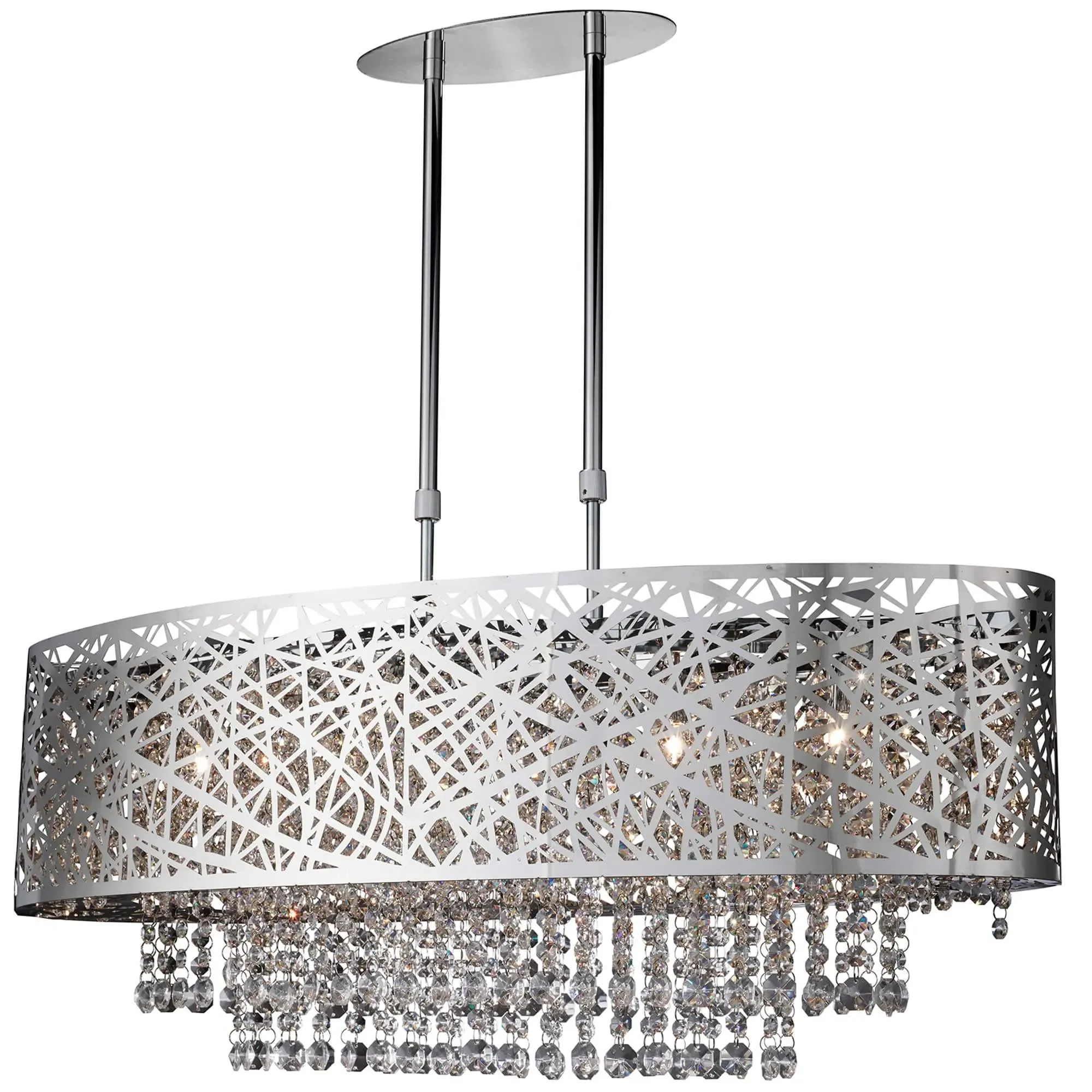Mica Oval Semi-Flush Ceiling Light - Chrome, Metal product