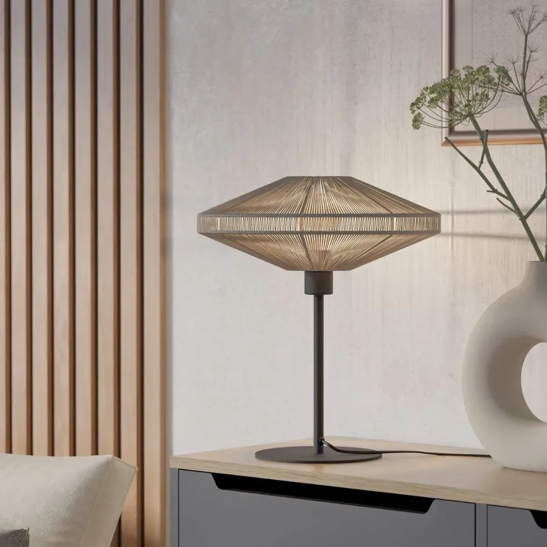 Midsumer Oval Table Lamp - Cream, Woven Fabric product