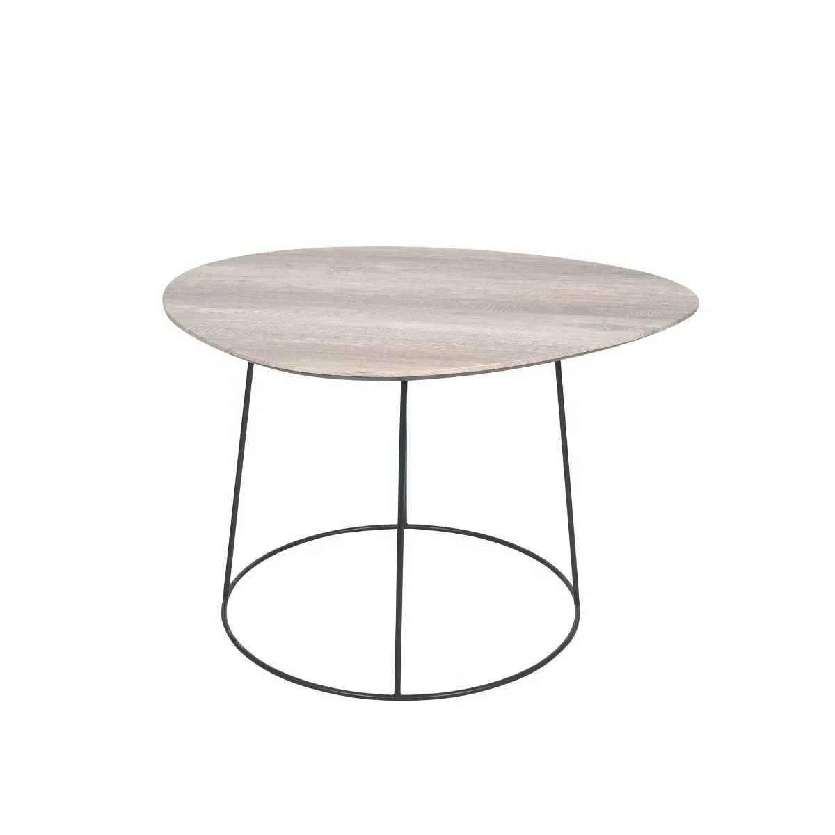 Minato Oval Side Table - White Oak Effect, Black Metal product