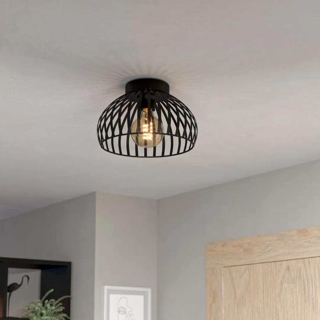 Mogano Small Flush Ceiling Light - Black, Steel product