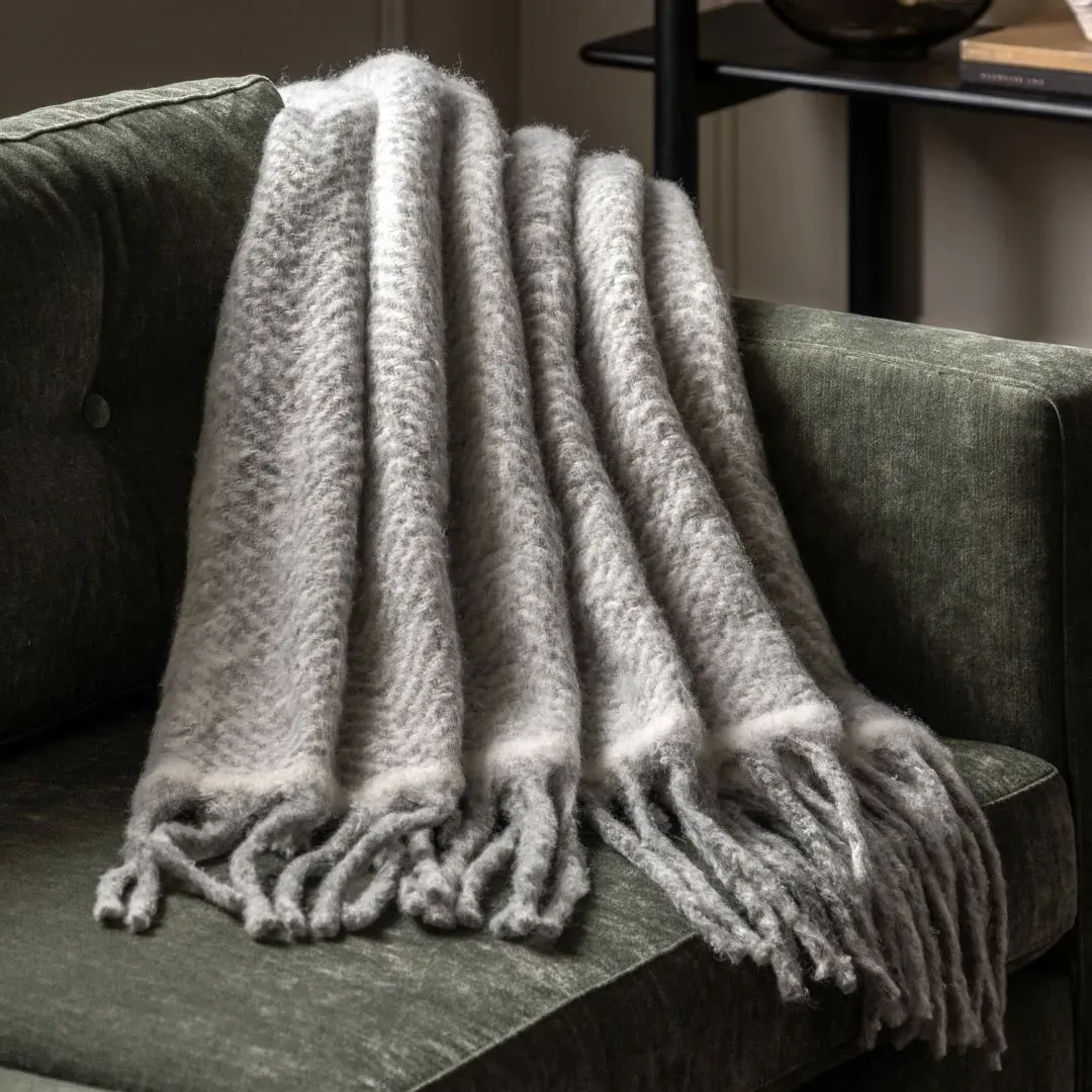 Mohair Fringe Throw - Grey product