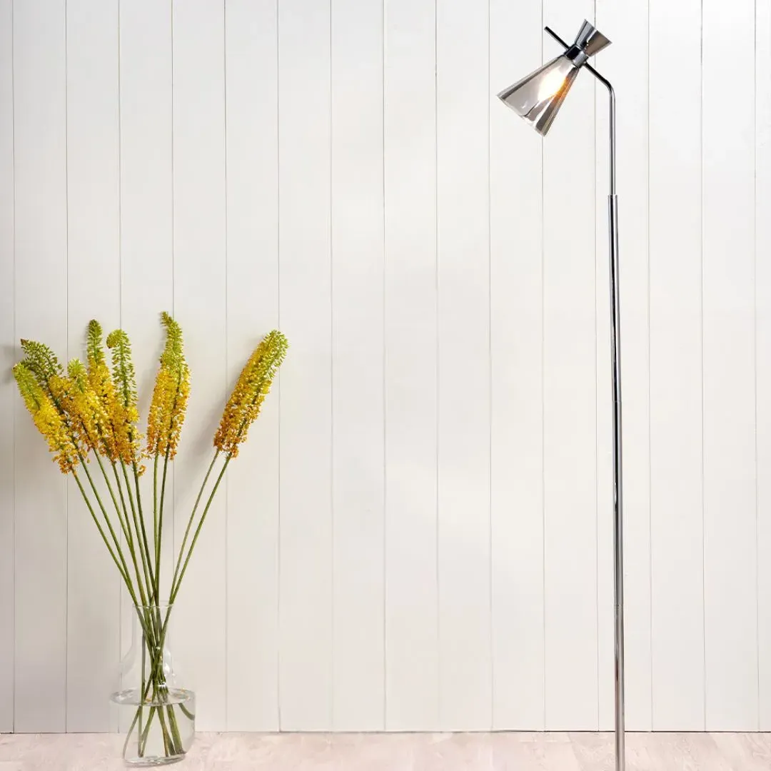 Monroe Smoked Glass Task Floor Lamp - Silver product