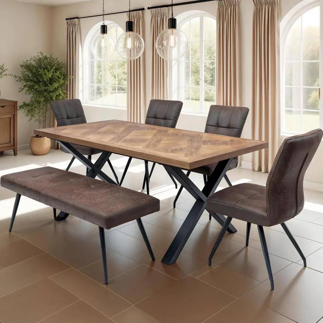 Montana 1.8M Dining Set with 4 Chairs & Bench - Oak, MDF product