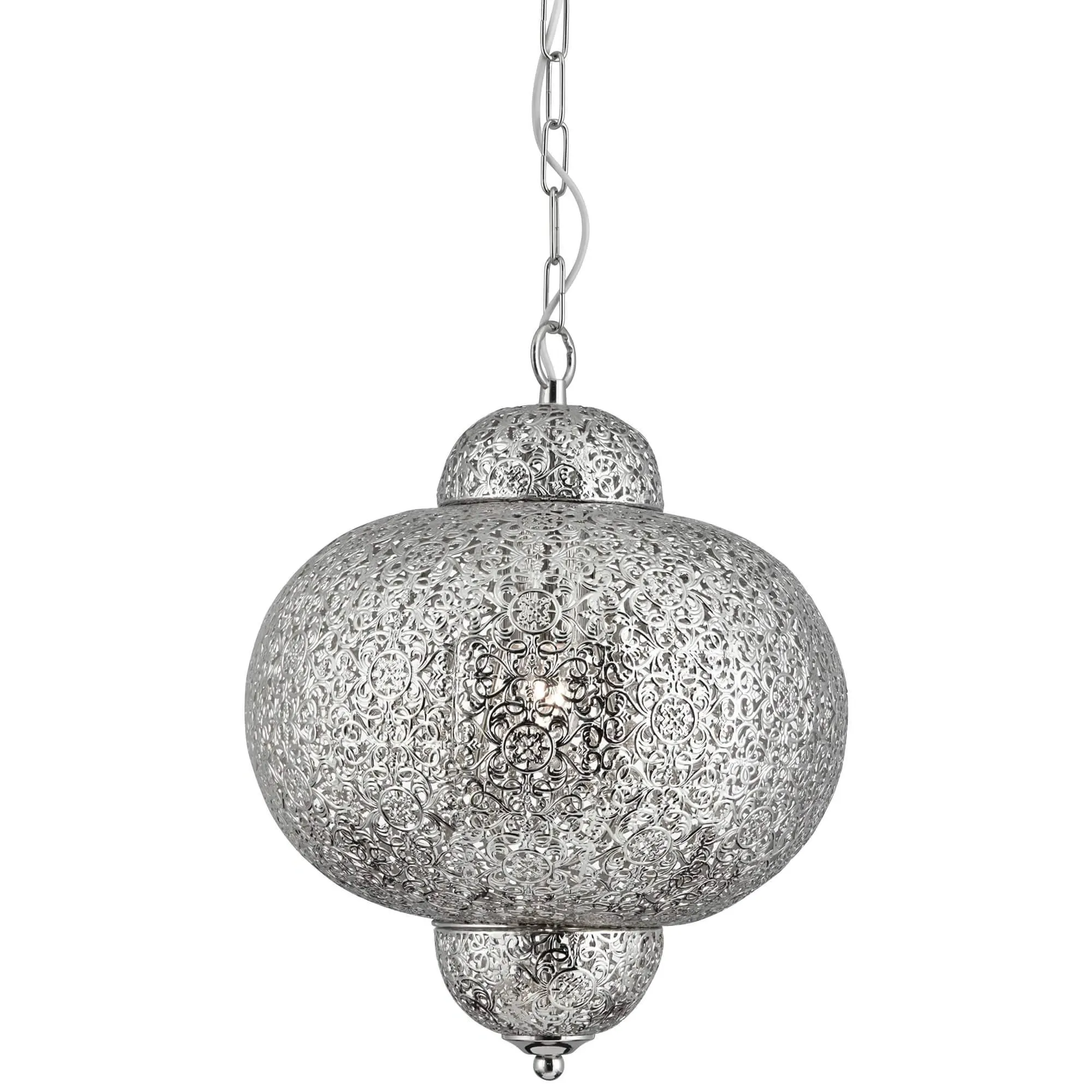Moroccan Fretwork Pendant Ceiling Light - Silver product