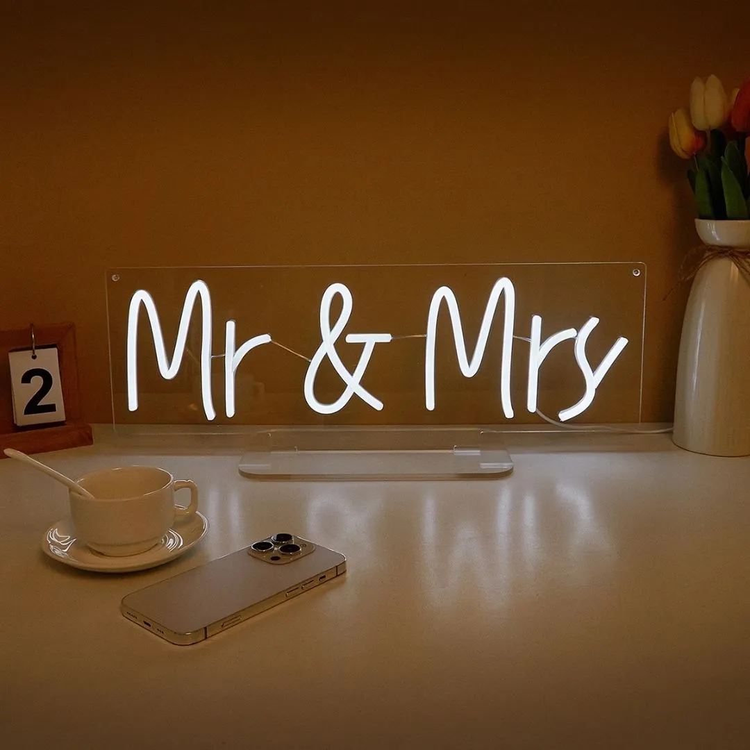 Mr & Mrs LED Neon Sign - Cool White product