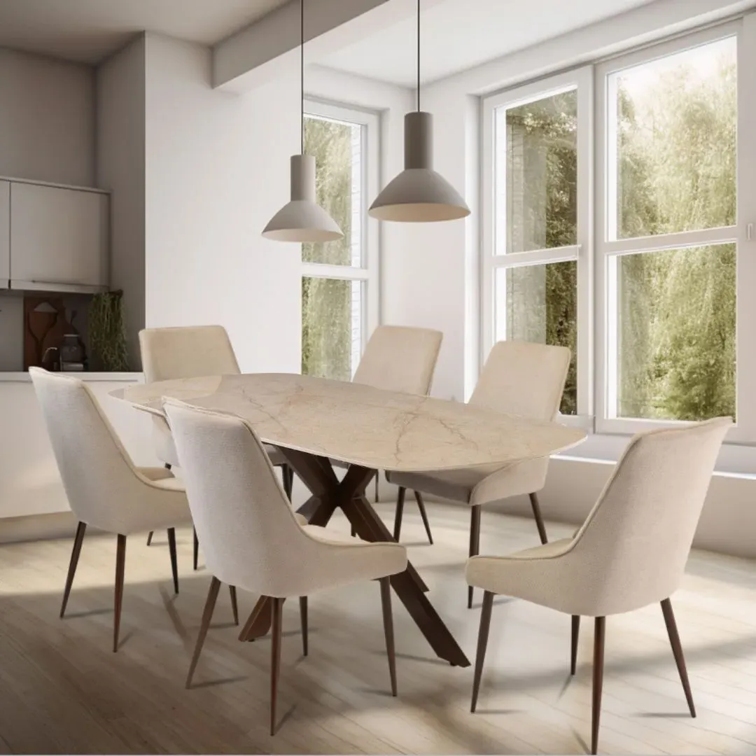 Murano 6-Seater Dining Set with 1.8m Table - Ivory, Sintered Stone product