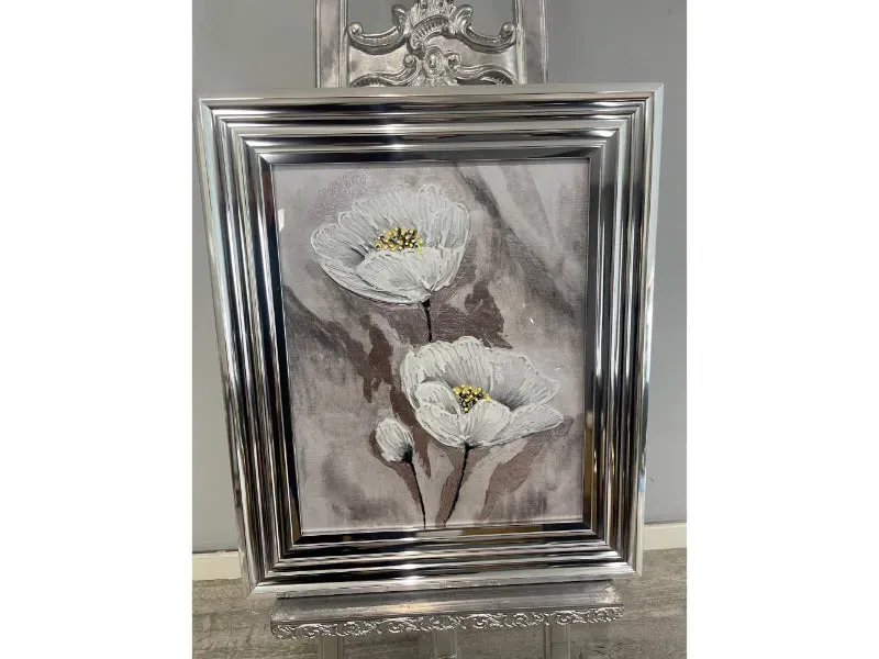 Muted Flowers Framed Wall Art - Silver, Chrome product