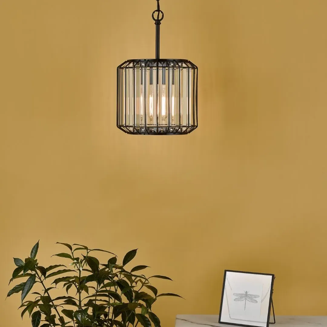 Naeva Ceiling Pendant - Satin Black, Faceted Glass product
