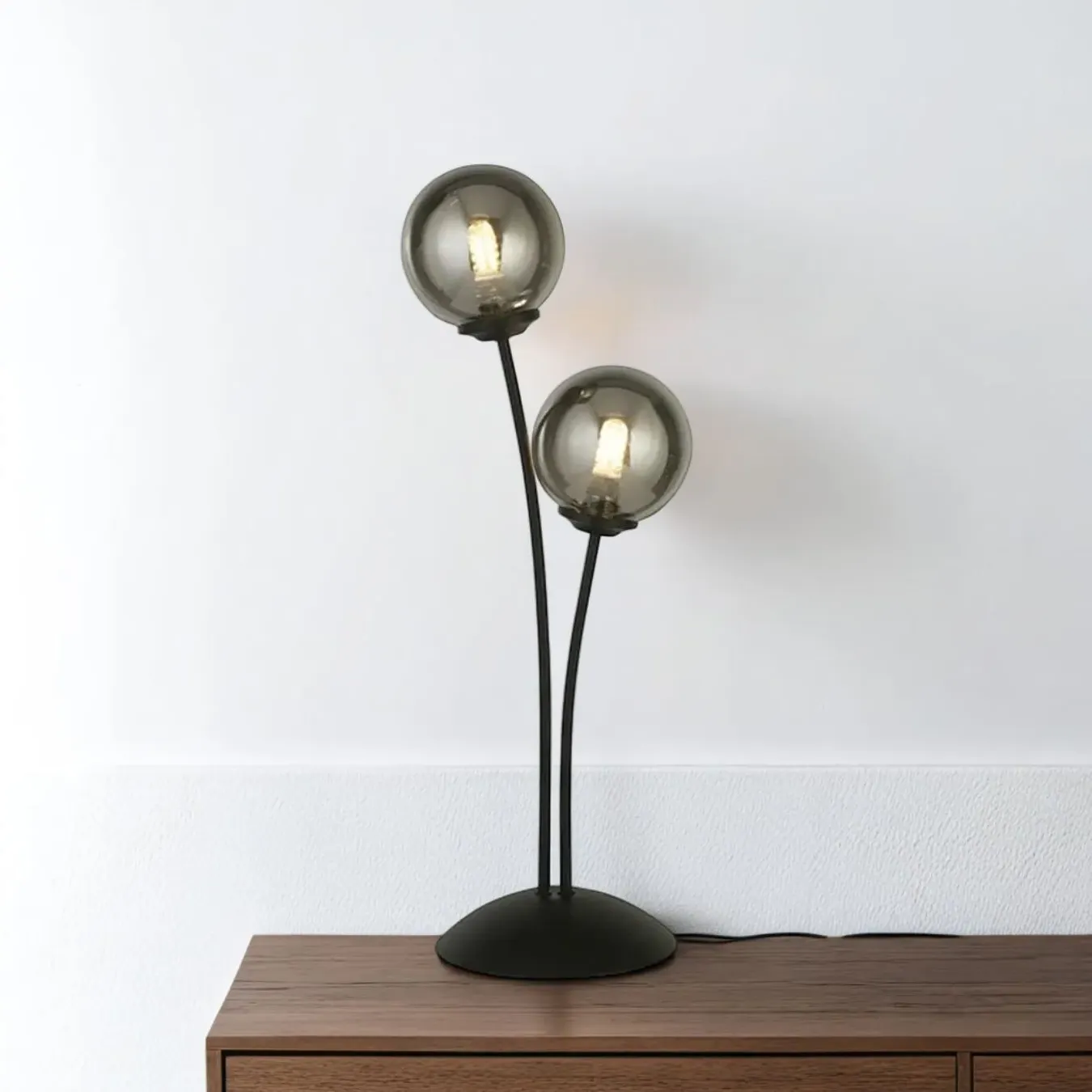Navarro 2-Light Table Lamp - Black, Smoked Glass product