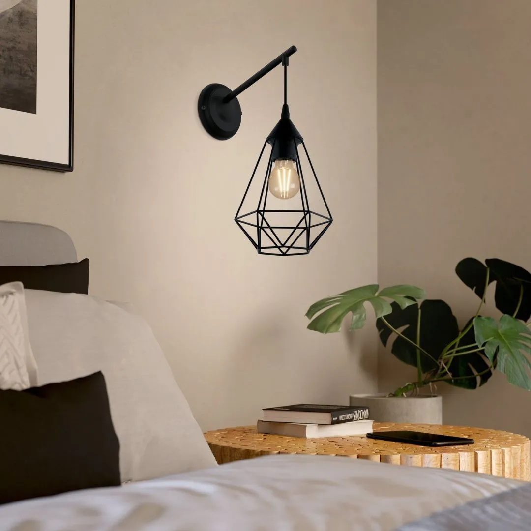 Nerissa Wall Light with Geometric Wire Cage - Black product