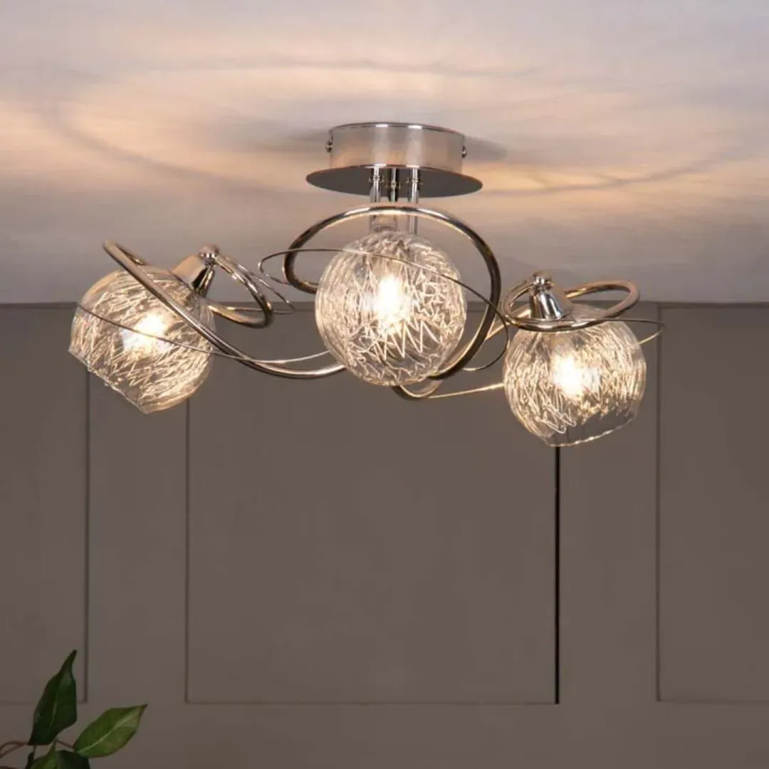 Neso 3-Light Semi Flush Ceiling Light - Polished Chrome product